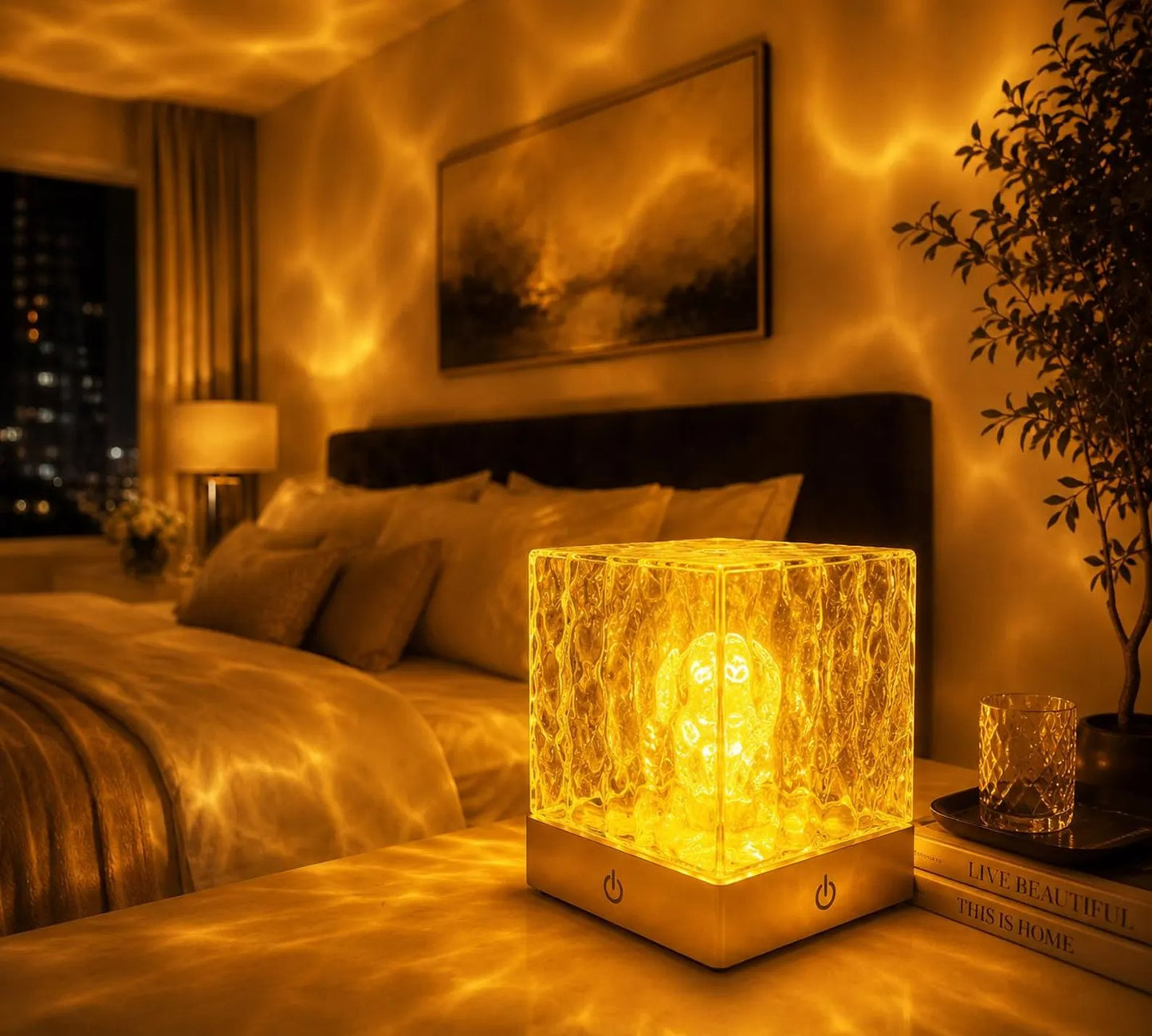 Ocean Wave Light Projector, Bedroom Ambient Lighting, Rechargeable Mood Light
