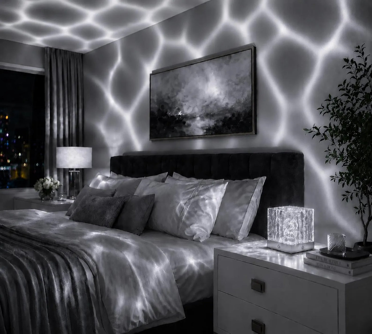 Ocean Wave Light Projector, Bedroom Ambient Lighting, Rechargeable Mood Light