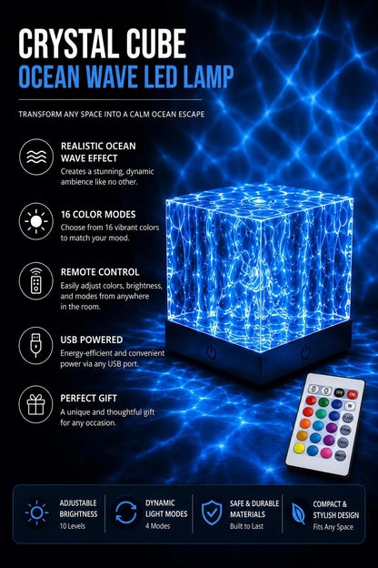 Ocean Wave Light Projector, Bedroom Ambient Lighting, Rechargeable Mood Light