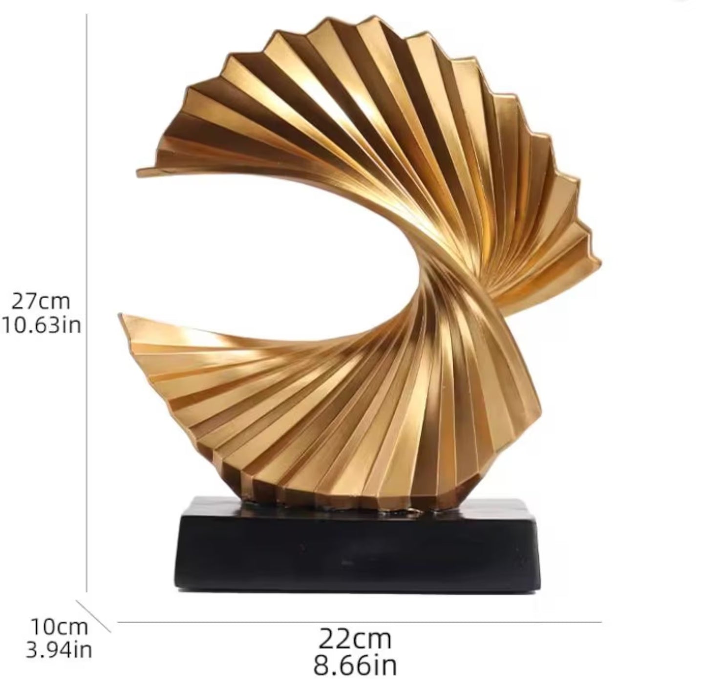 Golden Wave Resin Sculpture Abstract Art Deco Home Decor