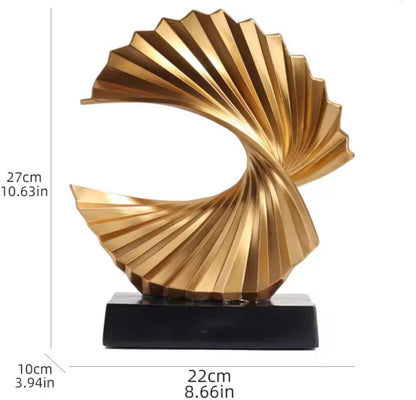 Golden Wave Resin Sculpture Abstract Art Deco Home Decor