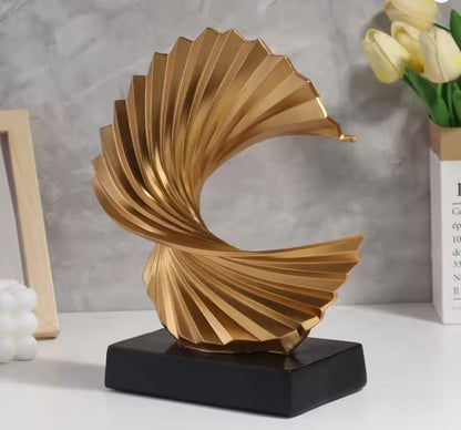 Golden Wave Resin Sculpture Abstract Art Deco Home Decor
