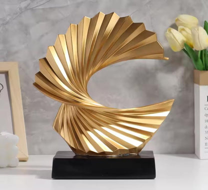 Golden Wave Resin Sculpture Abstract Art Deco Home Decor